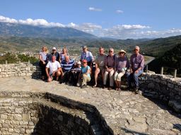 Group photograph overlooking Berat