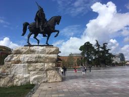 Skanderberg monument; he was an Albanian renaissance hero